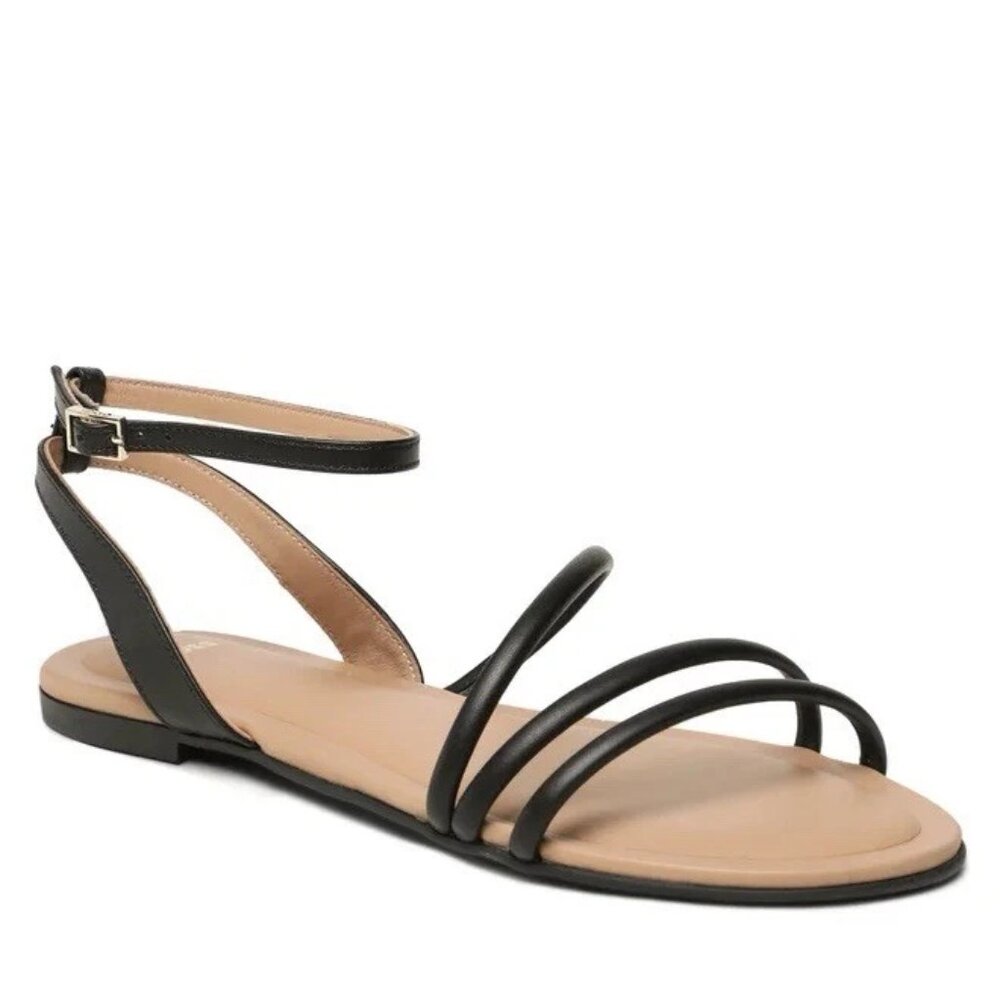 BOSS Millie Women's Black Leather Sandals US 7 (EU 37) MSRP $274
